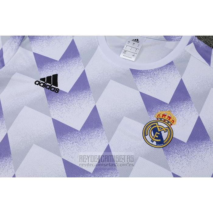 Chandal del Real Madrid Manga Corta 2022-2023 Blanco y Purpura - Pantalon Corto